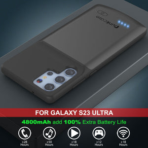 PunkJuice S23 Ultra Battery Case Grey - Estuche de batería portátil gris con banco de carga de energía de 4800mAh