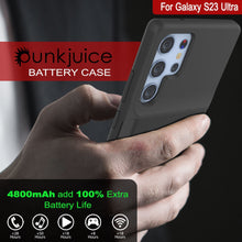 Cargar imagen en el visor de la galería, PunkJuice S23 Ultra Battery Case Black - Funda de batería portátil para carga de energía con 4800mAh
