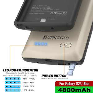 Estuche de Batería PunkJuice S23 Ultra Plateado - Banco de Carga Portátil con Potencia de Carga de 4800mAh