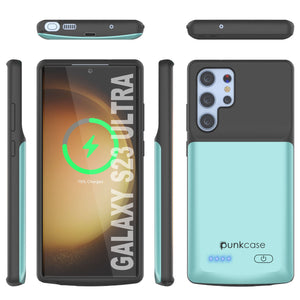 PunkJuice S23 Ultra Battery Case Teal - Estuche de batería ultra portátil de color verde azulado con banco de energía de carga de 4800mAh.