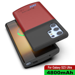 PunkJuice S23 Ultra Battery Case Red - Cargador Portátil de Energía con Banco de Jugo de 4800mAh.