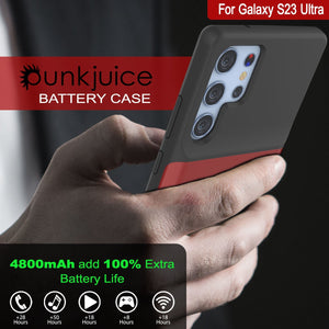 PunkJuice S23 Ultra Battery Case Red - Cargador Portátil de Energía con Banco de Jugo de 4800mAh.