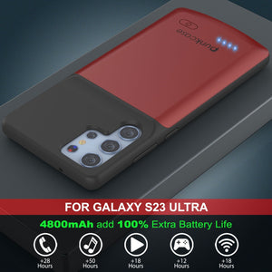 PunkJuice S23 Ultra Battery Case Red - Cargador Portátil de Energía con Banco de Jugo de 4800mAh.