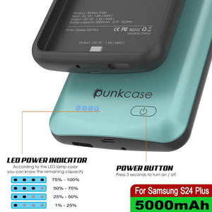 Estuche de batería PunkJuice S24+ Plus en color verde azulado: cargador portátil de batería externa con 5000 mAh