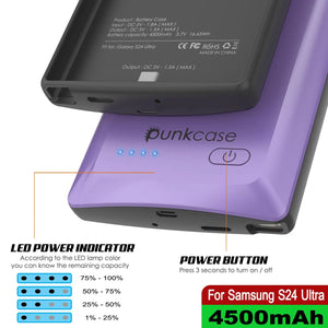 Estuche de batería PunkJuice S24 Ultra morado: cargador portátil de batería externa con 4500 mAh