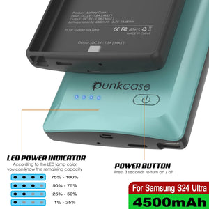 Estuche de batería PunkJuice S24 Ultra en color verde azulado: cargador portátil de batería externa con 4500 mAh