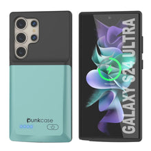 Load image into Gallery viewer, Estuche de batería PunkJuice S24 Ultra en color verde azulado: cargador portátil de batería externa con 4500 mAh
