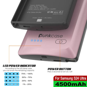 Estuche de batería PunkJuice S24 Ultra en oro rosa: cargador portátil de batería externa con 4500 mAh