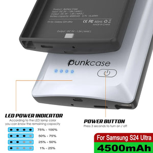 Estuche de batería PunkJuice S24 Ultra blanco: cargador portátil de batería externa con 4500 mAh