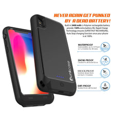 Cargar imagen en el visor de la galería, PunkJuice iPhone X Battery Case, Waterproof, IP68 Certified [Ultra Slim] [Black] (Color in image: blue)
