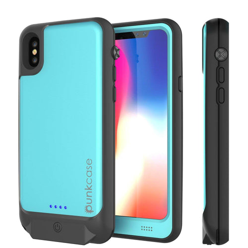 PunkJuice iPhone X Battery Case, Waterproof, IP68 Certified [Ultra Slim] [Teal] (Color in image: Teal)
