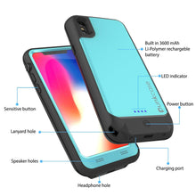 Cargar imagen en el visor de la galería, PunkJuice iPhone X Battery Case, Waterproof, IP68 Certified [Ultra Slim] [Teal] 
