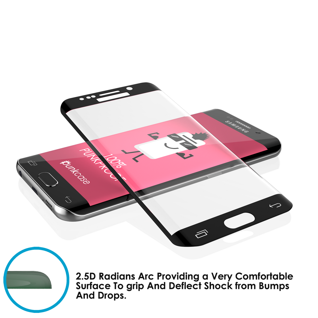 Galaxy S7 Edge Black Punkcase Glass SHIELD Tempered Glass Screen Protector 0.33mm Thick 9H Glass (Color in image: Gold)