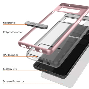 Galaxy S10 Case, PUNKcase [LUCID 3.0 Series] [Slim Fit] Armor Cover w/ Integrated Screen Protector [Rose Gold] (Color in image: Blue)
