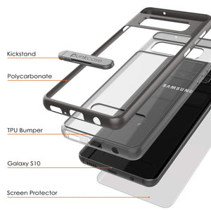 Galaxy S10 Case, PUNKcase [LUCID 3.0 Series] [Slim Fit] Armor Cover w/ Integrated Screen Protector [Grey] (Color in image: Blue)
