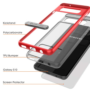 Galaxy S10 Case, PUNKcase [LUCID 3.0 Series] [Slim Fit] Armor Cover w/ Integrated Screen Protector [Red] (Color in image: Blue)