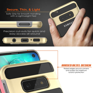 Galaxy S10e Case, PUNKcase [LUCID 3.0 Series] [Slim Fit] Armor Cover w/ Integrated Screen Protector [Gold] (Color in image: Black)
