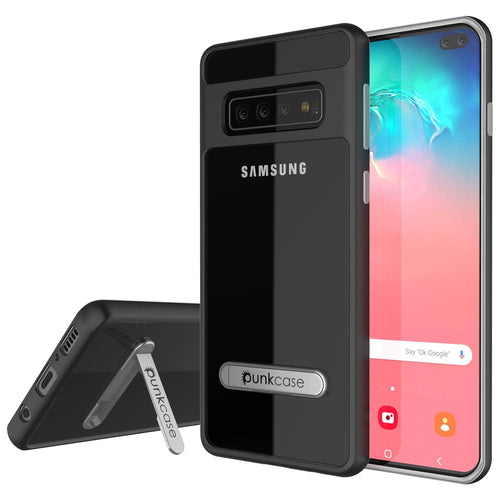 Galaxy S10+ Plus Case, PUNKcase [LUCID 3.0 Series] [Slim Fit] [Clear Back] Armor Cover w/ Integrated Screen Protector (Color in image: Black)