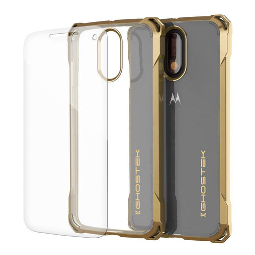 Moto G4 Case, Ghostek Covert Gold Series | Clear TPU | Explosion-Proof Screen Protector | Ultra Fit (Color in image: Gold)