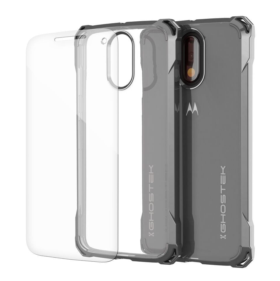 Moto G4 Case, Ghostek Covert Dark Grey Series | Clear TPU | Explosion-Proof Screen Protector (Color in image: Dark Gray)