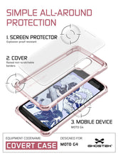 Cargar imagen en el visor de la galería, Moto G4 Case, Ghostek Covert Rose Pink Series | Clear TPU | Explosion-Proof Screen Protector (Color in image: Gold)
