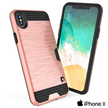 Cargar imagen en el visor de la galería, iPhone X Case, PUNKcase [SLOT Series] Slim Fit Dual-Layer Armor Cover &amp; Tempered Glass PUNKSHIELD Screen Protector for Apple iPhone X [Rose Gold] 
