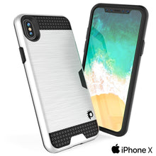 Cargar imagen en el visor de la galería, iPhone X Case, PUNKcase [SLOT Series] Slim Fit Dual-Layer Armor Cover &amp; Tempered Glass PUNKSHIELD Screen Protector for Apple iPhone X [White] (Color in image: Rose Gold)
