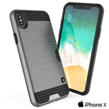 Cargar imagen en el visor de la galería, iPhone X Case, PUNKcase [SLOT Series] Slim Fit Dual-Layer Armor Cover &amp; Tempered Glass PUNKSHIELD Screen Protector for Apple iPhone X [Silver] 
