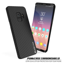 Load image into Gallery viewer, Galaxy S9 Case, Punkcase CarbonShield, Heavy Duty &amp; Ultra Thin 2 Piece Dual Layer PU Leather Cover [shockproof][non slip] with PUNKSHIELD Screen Protector for Samsung S9 [jet black] 
