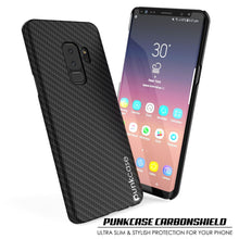 Load image into Gallery viewer, Galaxy S9 Plus Case, Punkcase CarbonShield, Heavy Duty &amp; Ultra Thin 2 Piece Dual Layer PU Leather Cover [shockproof][non slip] with PUNKSHIELD Screen Protector for Samsung S9 Plus [jet black] 
