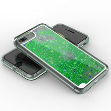 Cargar imagen en el visor de la galería, iPhone 7 Plus Case, PunkCase LIQUID Green Series, Protective Dual Layer Floating Glitter Cover (Color in image: silver)
