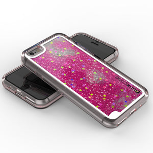 iPhone 7 Case, PunkCase LIQUID Pink Series, Protective Dual Layer Floating Glitter Cover (Color in image: green)