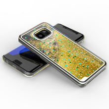 Load image into Gallery viewer, S7 Edge Case, Punkcase [Liquid GOLD Series] Protective Dual Layer Floating Glitter Cover with lots of Bling &amp; Sparkle + PunkShield Screen Protector (Color in image: green)
