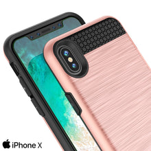 Cargar imagen en el visor de la galería, iPhone X Case, PUNKcase [SLOT Series] Slim Fit Dual-Layer Armor Cover &amp; Tempered Glass PUNKSHIELD Screen Protector for Apple iPhone X [Rose Gold] 
