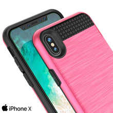 Cargar imagen en el visor de la galería, iPhone X Case, PUNKcase [SLOT Series] Slim Fit Dual-Layer Armor Cover &amp; Tempered Glass PUNKSHIELD Screen Protector for Apple iPhone X [Pink] 
