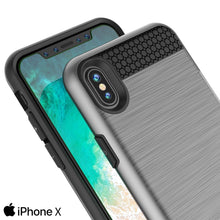 Cargar imagen en el visor de la galería, iPhone X Case, PUNKcase [SLOT Series] Slim Fit Dual-Layer Armor Cover &amp; Tempered Glass PUNKSHIELD Screen Protector for Apple iPhone X [Silver] (Color in image: Rose Gold)
