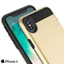 Cargar imagen en el visor de la galería, iPhone X Case, PUNKcase [SLOT Series] Slim Fit Dual-Layer Armor Cover &amp; Tempered Glass PUNKSHIELD Screen Protector for Apple iPhone X [Gold] (Color in image: Rose Gold)
