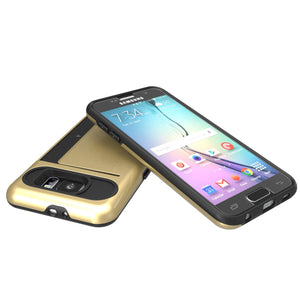 Galaxy s6 Case PunkCase CLUTCH Gold Series Slim Armor Soft Cover Case w/ Tempered Glass (Color in image: Pink)