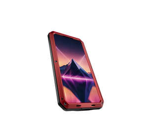 Funda de Metal Galaxy S24, cubierta de armadura resistente de grado militar [a prueba de golpes] Dura de cuerpo completo [Roja]