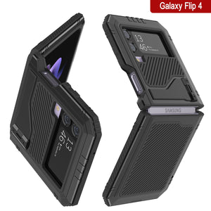 Carcasa de metal Galaxy Z Flip4, resistente de grado militar con protección completa resistente [Negro]