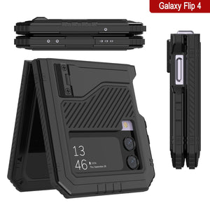 Carcasa de metal Galaxy Z Flip4, resistente de grado militar con protección completa resistente [Negro]