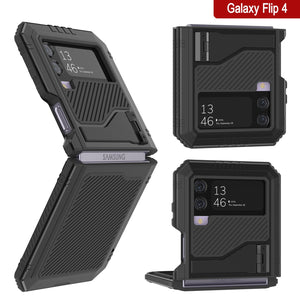 Carcasa de metal Galaxy Z Flip4, resistente de grado militar con protección completa resistente [Negro]