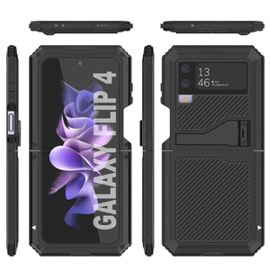 Carcasa de metal Galaxy Z Flip4, resistente de grado militar con protección completa resistente [Negro]